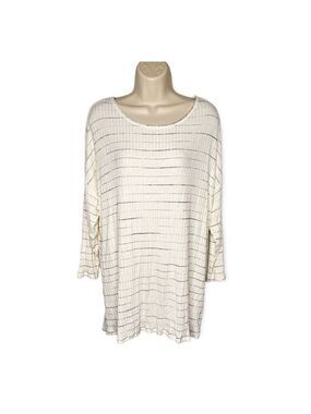 Hummingbird Striped Open Back 3/4 Sleeve Ribbed Top 3XL